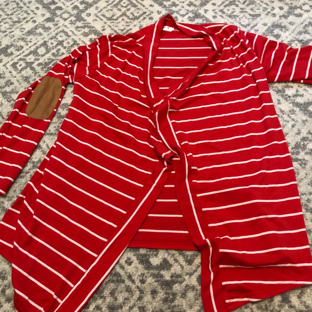 Red and white striped cardigan